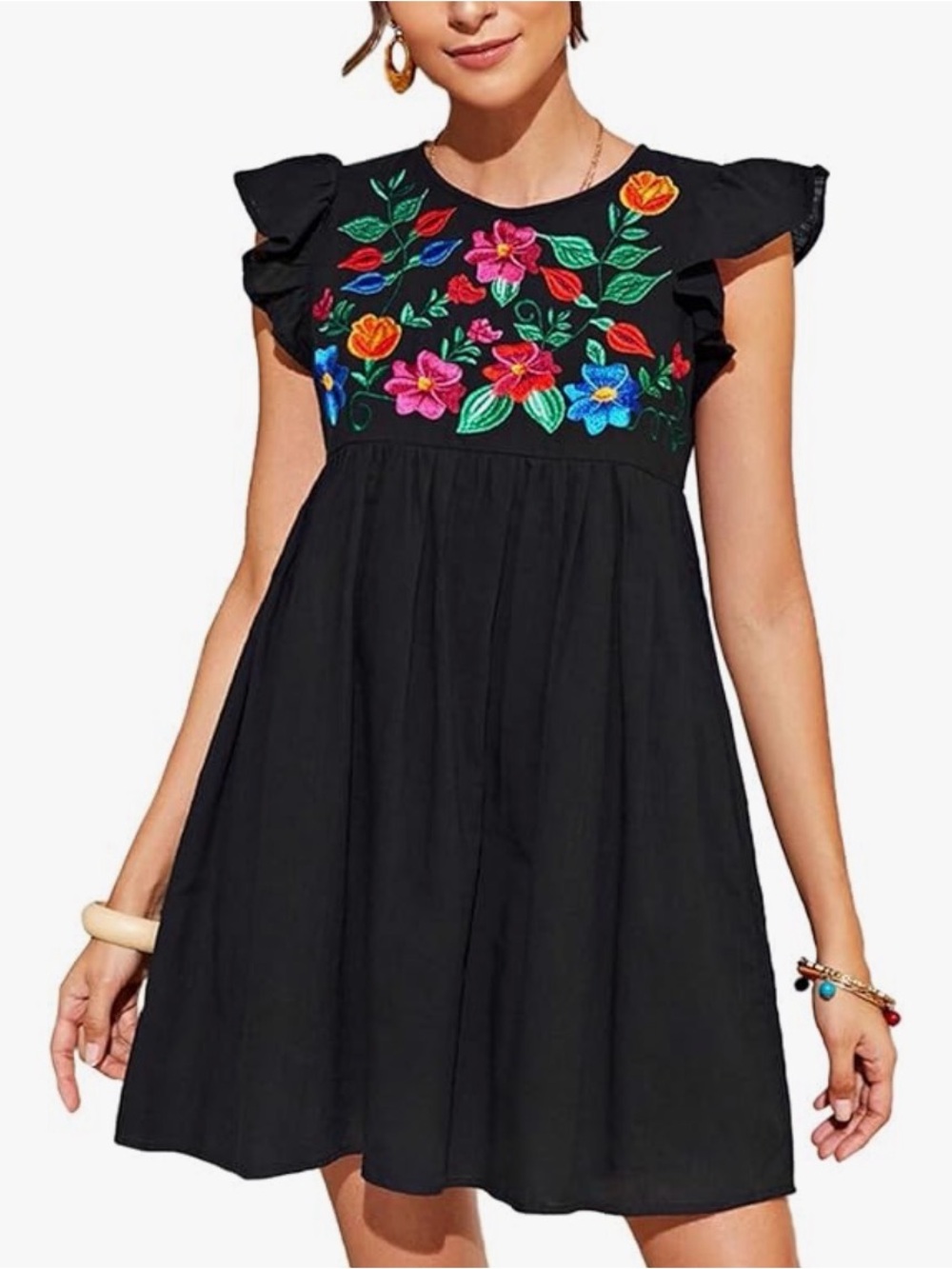 Black Floral Embroidered Kids Dress